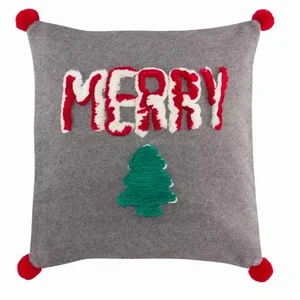 77626DS | Melrose International Festive MERRY Pillow with