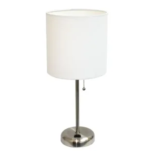 LT2024-WHT | All The Rages Inc Brushed Steel Stick Lamp