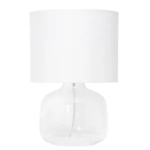 All LT2064-CLW Simple Designs  Glass Table Lamp With Fabric Shade, Cle