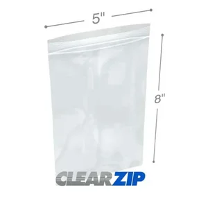 CZ20508 | International Plastics Inc 5x8 Clear Zip Lock