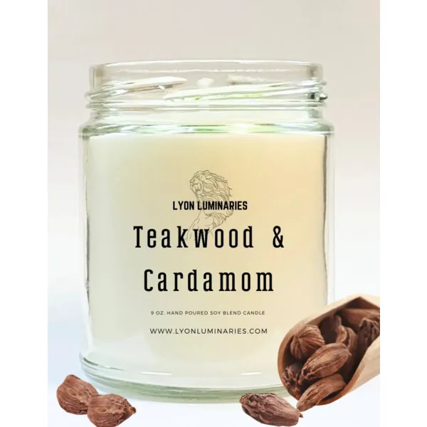 Lyon 9-TWC-1 Teakwood  Cardamom Soy Blend Candle