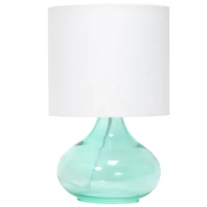 LT2063-AOW | All The Rages Inc Aqua Glass Raindrop Table