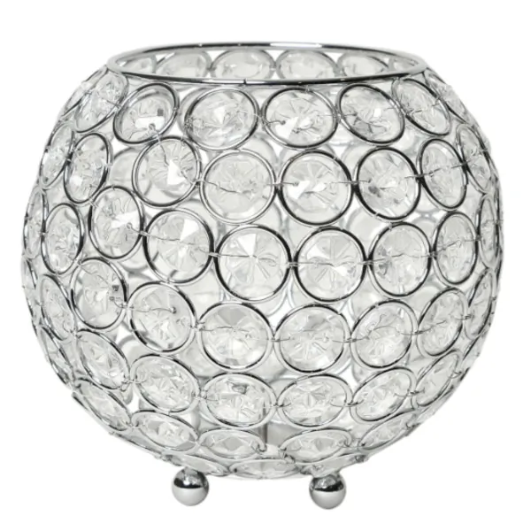 All HG1007-CHR Elegant Designs Elipse Crystal Circular Bowl Candle Hol