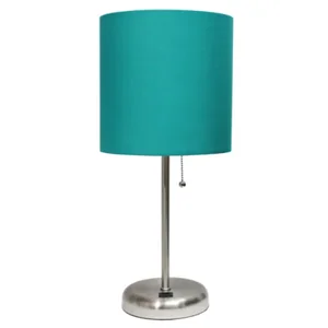 LT2044-TEL | All The Rages Inc Teal Fabric Shade Stick Lamp