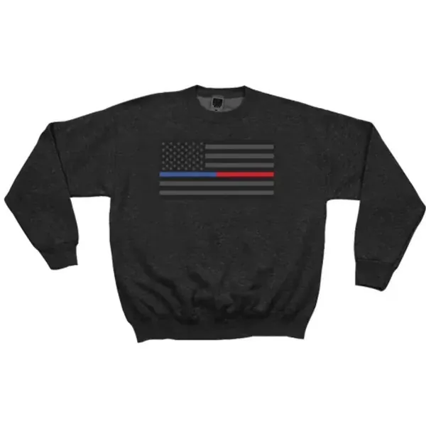 Fox 64-64835 XXXL Usa Flagthin B-r Line Crewneck Sweatshirt Black - 3x