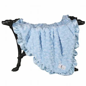 Hello Doggie Inc Large Baby Blue Ruffle Satin Trim Dog
