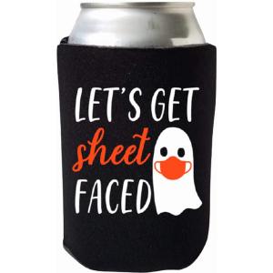 Capital HWN_Lets_Get_Sheetfaced Funny Halloween Can Cooler - Let's Get