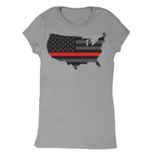 Fox 64-094831 XL Women's Cotton Tee Usa Flagthin Red Line Grey - Xl