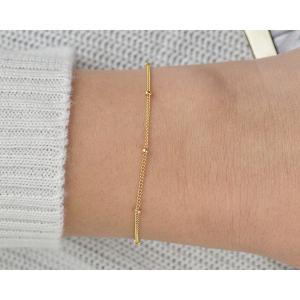 Iana ID-007-WS Dainty Gold Satellite Chain Bracelet