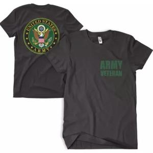 Fox 63-4850 S Army Veteran Men's T-shirt Black 2-sided - Small