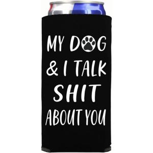 Capital Dog_Talk_Sht_Blush Funny Slim Can Cooler - My Dog  I Talk Shit