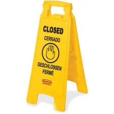 Rubbermaid RCP 611278YWCT Commercial Closed Multi-lingual Floor Sign -