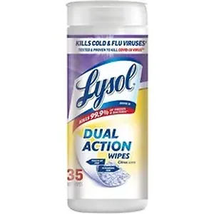 Reckitt Benckiser Lysol Dual Action Citrus Wipes - Wipe -