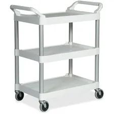 Rubbermaid RCP 342488OWH Commercial 4 Caster Utility Cart - 3 Shelf - 