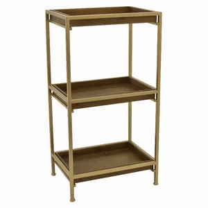 PBTH92080 | Plutus Brands Gold Metal and Wood Plant Stand