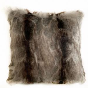 Plutus PBSF1419-P-2036-DP Luxury Faux Fur Throw Pillow In Gray, Charco