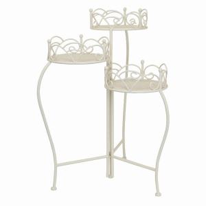 Plutus PBTH92397 Metal Plant Stand In White Metal