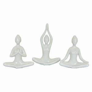 Plutus PBTH92788 Yoga Figurines-in White Porcelain Set Of 3