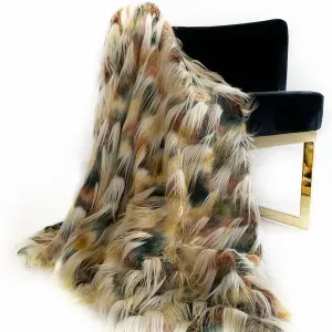 Plutus PBDT1607-9090-TC Plutus Multi-color  Fancy Feather Faux Fur Lux