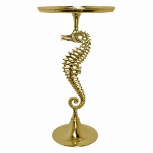 PBTH93689 | Plutus Brands Gold Metal Seahorse Accent Table