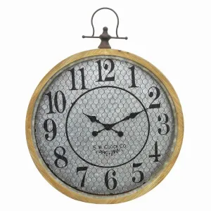 Plutus PBTH93183 Woodmetal Clock In Brown Metal