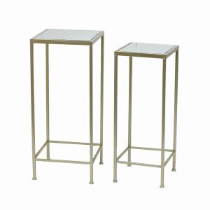 Plutus PBTH93260 Metal Plant Stand In Champagne Metal Set Of 2