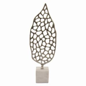 Plutus PBTH93178 Metal Sculpture With Marble Base In Silver Metal