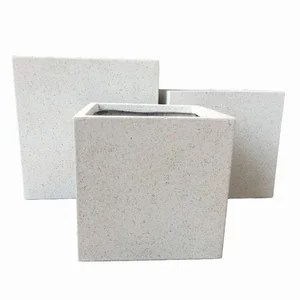 PBTH93959 | Plutus Brands White Resin Terrazzo Planters