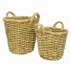 Plutus PBTH92990 Water Hyacinth Basekt In Brown Natural Fiber Set Of 2