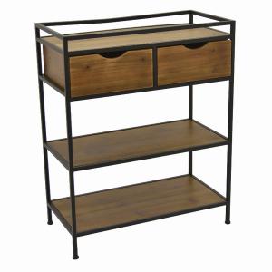 Plutus PBTH93948 Wood Metal Plant Stand In Brown Metal