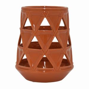 Plutus PBTH92064 Ceramic Vase Pierced In Orange Porcelain