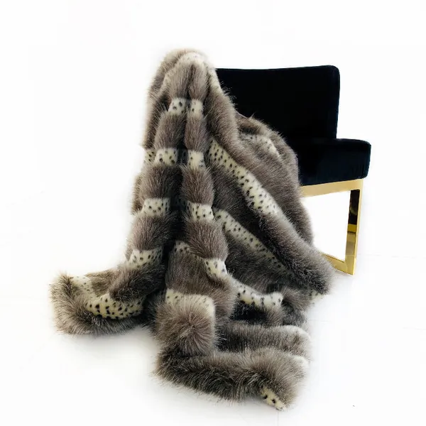 Plutus PBDT1611-8090-TC Plutus Gray  Two Tone Feather Faux Fur Luxury 