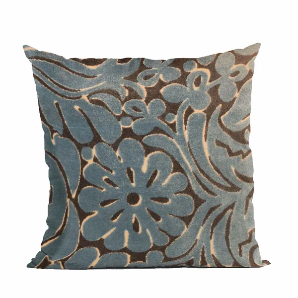 Plutus PBRA2488-2626-DP Plutus Blue Flower Velvet Paisley Luxury Throw