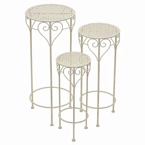 PBTH92428 | Plutus Brands Elegant White Metal Plant Stand