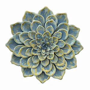 PBTH93791 | Plutus Brands Elegant Blue Metal Flower Wall