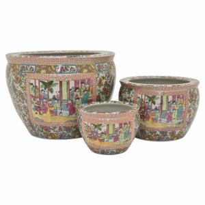 Plutus PBTH92051 Fish Bowl Planters Set Of Three In Multi-colored Porc