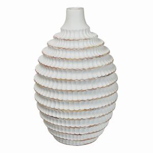 Plutus PBTH93624 Textured Vase In White Resin