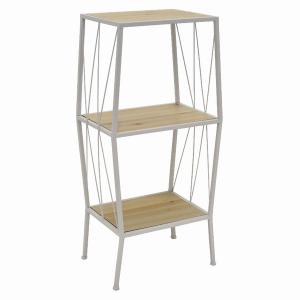 Plutus PBTH92129 3 Tier Bookshelf White Metal Frame, Wood Shelves