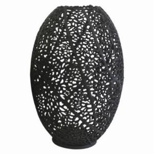 Plutus PBTH93981 Metal Pierced Vase In Black Metal