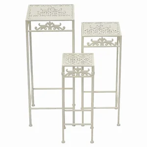 PBTH92430 | Plutus Brands Elegant White Metal Plant Stand