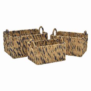 Plutus PBTH92657 Water Hyacinth Basket In Brown Natural Fiber Set Of 3