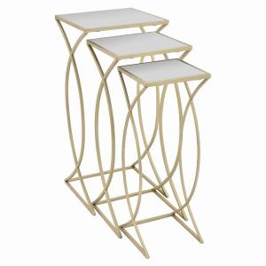 Plutus PBTH93924 Metal Plant Stand. In Champagne Metal Set Of 3