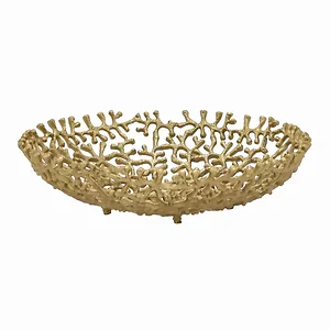 PBTH94271 | Plutus Brands Elegant Gold Pierced Metal Bowl