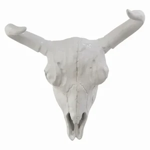 PBTH92048 | Plutus Brands White Porcelain Bison Skull Wall