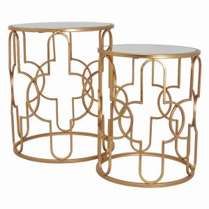 Plutus PBTH92412 Metal Plant Stand In Gold Metal Set Of 2