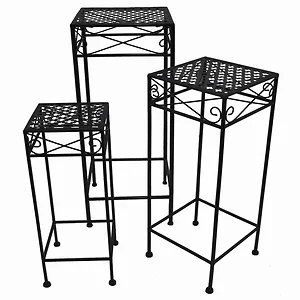 PBTH93600 | Plutus Brands Elegant Black Metal Plant Stand