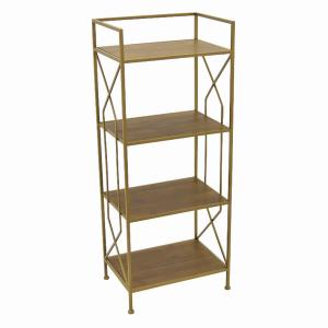 Plutus PBTH93912 Metalwood Plant Stand In Gold Metal