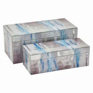 PBTH93052 | Plutus Brands Elegant Gray Glass Box Set - Two