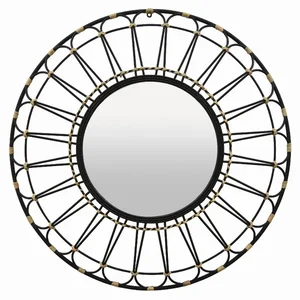 PBTH93973 | Plutus Brands Elegant Black Metal Wall Mirror