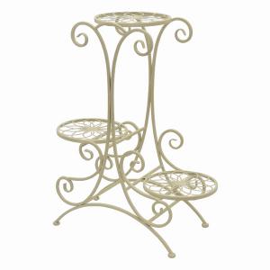 Plutus PBTH94290 Metal 3 Tier Planter Stand In White Metal